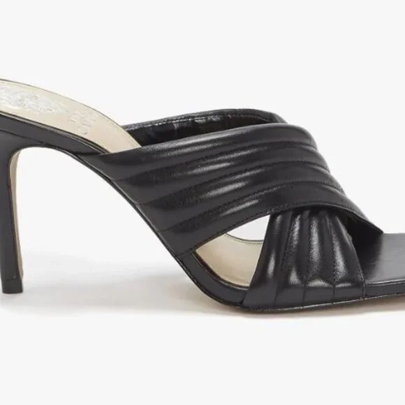 Vince Camuto Sandal Sarendie Women's Size 8.5 Black Quilted Strap Slide - Picture 3 of 7